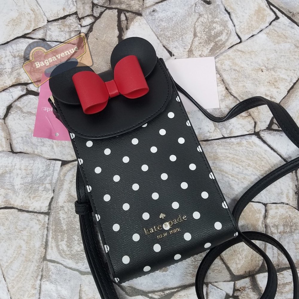 Minnie Mouse Disney N/S Phone Crossbody Bag Purse Black White NWT Kate Spade